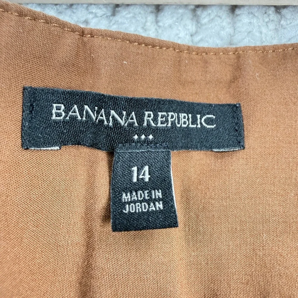 Banana Republic Pants Women 14 Safari Herringbone Linen Old Money Quiet Luxury